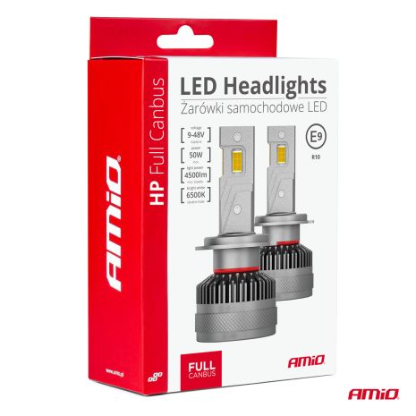 ΛΑΜΠΕΣ H7-1 9>48V 6.500K 4.500lm 50W HP SERIES LED CAN-BUS ΜΕ ΨΥΚΤΡΑ AMIO - 2 Τεμ. Auto Moto Tyres 