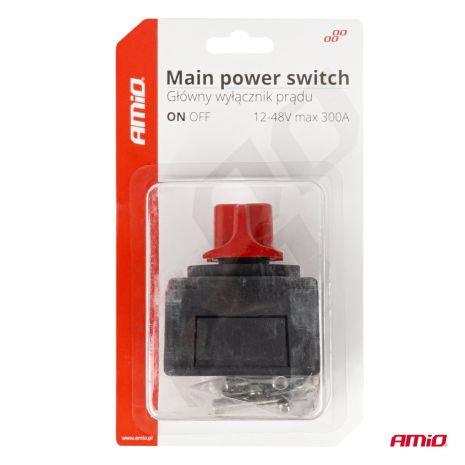 ΔΙΑΚΟΠΤΗΣ POWER-OFF ΜΠΑΤΑΡΙΑΣ ΣΕ ΒΑΣΗ 12-48V 300A  ΜΑΥΡΟ/ΚΟΚΚΙΝΟ AMIO - 1 Τεμ. Auto Moto Tyres 