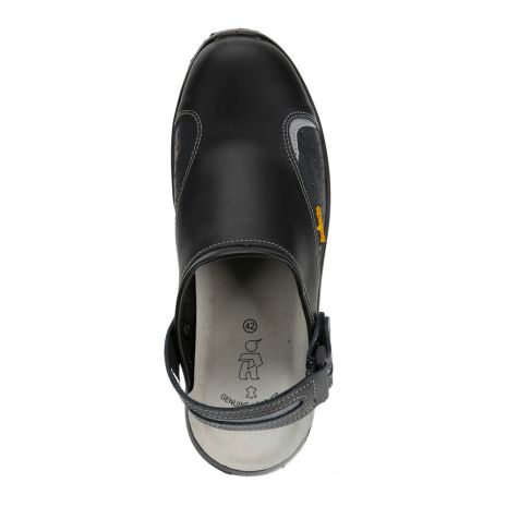 Πιστοποιημένα Παπούτσια Ασφαλείας Εργασίας σε στυλ Σαμπό Basic 2.0 από την Euroroutier σε μέγεθος EU43/UK9 σε Μαύρο Χρώμα με Λευκές Ραφές, Γκρι λεπτομέρεια και Λουράκι Αστραγάλου Auto Moto Tyres 