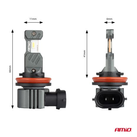 ΛΑΜΠΕΣ LED H8/Η9/Η11/Η16 12V 60W 6.000K 5.600lm +400% LED CAN-BUS HYBRID SERIES AMIO - 2 ΤΕΜ. Auto Moto Tyres 