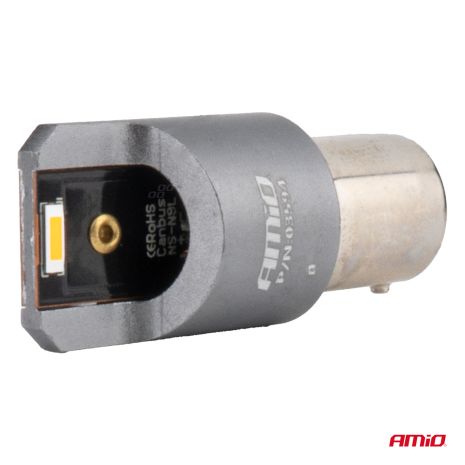 ΛΑΜΠΑΚΙΑ PY21W BAU15s 12/24V 6.000K 2xSMD LED FULL CAN-BUS ΠΟΡΤΟΚΑΛΙ PRO SERIES AMIO - 2 Τεμ. Auto Moto Tyres 