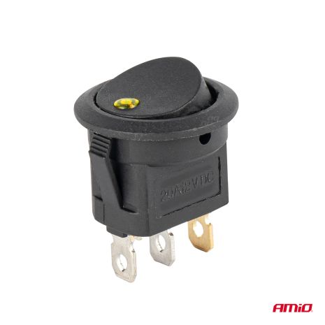 ΔΙΑΚΟΠΤΗΣ 12V ON/OFF ΣΤΡΟΓΓΥΛΟΣ ΜΕ 3 ΕΠΑΦΕΣ ΚΙΤΡΙΝΟ LED AMIO - 1 τεμ. Auto Moto Tyres 