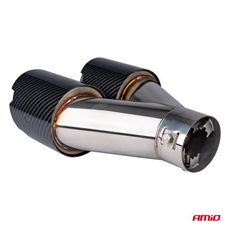 ΑΚΡΟ (ΜΠΟΥΚΑ) ΕΞΑΤΜΙΣΗΣ ΔΙΠΛΗ ΑΠΟΛΗΞΗ MT-029 LEFT AKR ΧΡΩΜΙΟ/CARBON Φ32-52 165x(76X2)mm AMIO - 1 τεμ. Auto Moto Tyres 