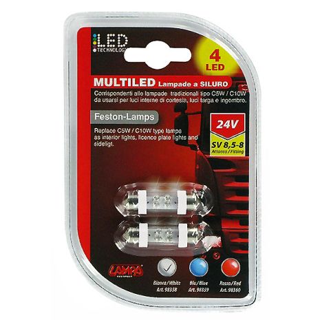 ΛΑΜΠΑΚΙ ΠΛΑΦΟΝΙΕΡΑΣ 24V 4 LED (SV8,5-8) Auto Moto Tyres 