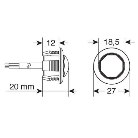 ΦΩΣ ΟΓΚΟΥ 12/24V LED ΚΟΚΚΙΝΟ ΣΤΡΟΓΓΥΛΟ 19,5mm 1ΤΕΜ. Auto Moto Tyres 