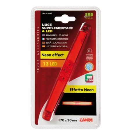 ΦΩΣ ΘΕΣΕΩΣ 12/24V 13LED NEON EFFECT 17cm ΚΟΚΚΙΝΟ ΑΔΙΑΒΡΟΧΟ Auto Moto Tyres 