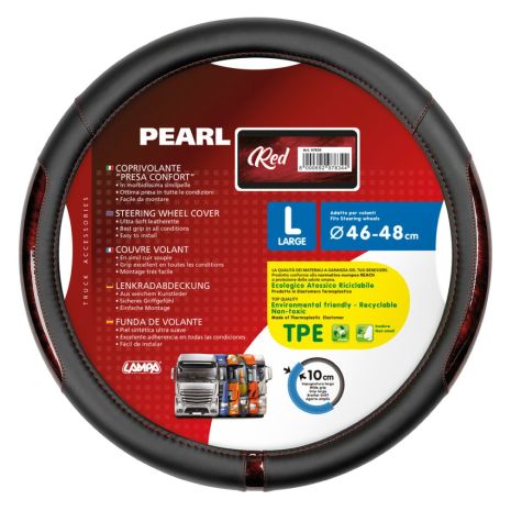ΚΑΛΥΜΜΑ ΤΙΜΟΝΙΟΥ ΦΟΡΤΗΓΟΥ PEARL RED ΔΕΡΜΑΤΙΝΗ ΜΑΥΡΟ/ΚΟΚΚΙΝΟ (L) 46-48cm ΟΙΚΟΛΟΓΙΚΟ ΚΑΙ ΑΟΣΜΟ Auto Moto Tyres 
