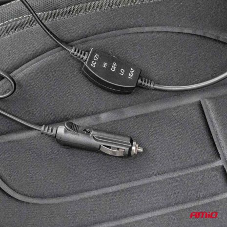 ΠΛΑΤΟΚΑΘΙΣΜΑ ΘΕΡΜΑΙΝΟΜΕΝΟ 12V 98x48cm ΑΦΡΩΔΕΣ ΥΛΙΚΟ ΚΑΙ ΥΦΑΣΜΑ ΜΑΥΡΟ AMIO - 1 τεμ. Auto Moto Tyres 