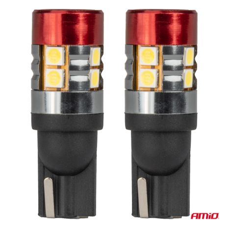 ΛΑΜΠΑΚΙΑ LED T10 W5W 12V/24V LED CAN-BUS 9xSMD 3030 ΛΕΥΚΟ ΦΩΣ 5.500K (ΣΕ ΧΡΩΜΑ ΚΟΚΚΙΝΟ-ΜΑΥΡΟ) AMIO - 2 ΤΕΜ. Auto Moto Tyres 