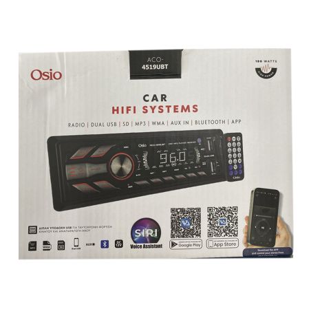 RADIO 1 DIN DUAL USB/FM/SD/MP3/WMA/BLUETOOTH 180W ΜΕ ΕΠΙΛΟΓΗ ΦΩΤΙΣΜΟΥ 3 ΧΡΩΜΑΤΩΝ & ΧΕΙΡΙΣΤΗΡΙΟ OSIO - 1 τεμ. Auto Moto Tyres 