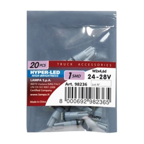 Τ5 24/28V W2x4,6d HYPER-LED3 ΛΕΥΚΟ Auto Moto Tyres 