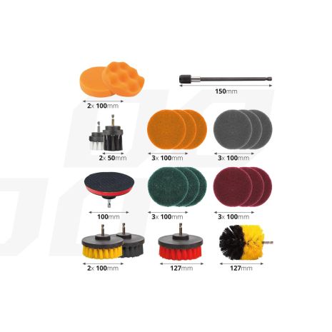 ΒΟΥΡΤΣΕΣ ΚΑΘΑΡΙΣΜΟΥ ΚΑΙ ΓΥΑΛΙΣΜΑΤΟΣ ΣΕΤ 22ΤΕΜ ΓΙΑ ΔΡΑΠΑΝΟ ΜΕ ΑΝΤΑΠΤΟΡΑ DBS-03 AMIO Auto Moto Tyres 