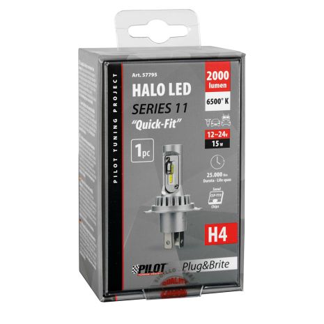 ΛΑΜΠΑ LED H4 12/24V P43t 6.500K 2.000lm 15W 12LED SEOUL CSP-Y19chips HALO LED SERIE 11 PLUG & BRITE LAMPA - 1ΤΕΜ. Auto Moto Tyres 