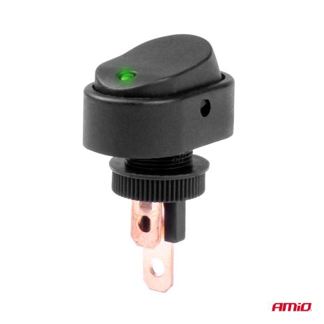 ΔΙΑΚΟΠΤΗΣ ON/OFF  3 ΕΠΑΦΩΝ ΜΕ LED ΠΡΑΣΙΝΟ 12/24V Φ12mm 30A ΜΕ ΣΠΕΙΡΩΜΑ ΟΒΑΛ ΑΜΙΟ - 1 ΤΕΜ. Auto Moto Tyres 