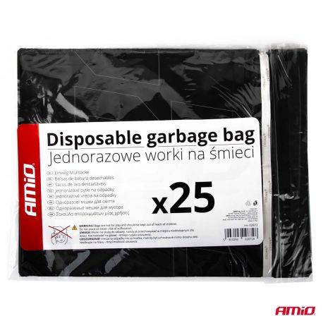 ΣΑΚΟΥΛΕΣ ΑΠΟΡΡΙΜΑΤΩΝ ΟΧΗΜΑΤΟΣ (ΥΛΙΚΟ: PE ΠΛΑΣΤΙΚΟ)  ΜΑΥΡΟ ΧΡΩΜΑ  AMIO - 25 τεμ. Auto Moto Tyres 