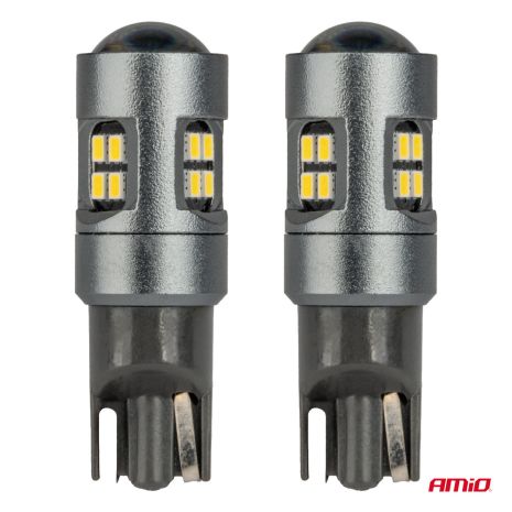 ΛΑΜΠΑΚΙΑ T10 W5W 12V/24V LED CAN-BUS 16xSMD 2016 ΛΕΥΚΟ ΦΩΣ 5.500K (ΣΕ ΧΡΩΜΑ ΧΡΩΜΙΟΥ) AMIO -  2 ΤΕΜ. Auto Moto Tyres 