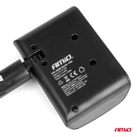 ΑΝΤΑΠΤΟΡΑΣ ΑΝΑΠΤΗΡΑ 12/24V 120W ΜΑΥΡΟΣ/3 ΘΕΣΕΙΣ/ΠΕΡΙΣΤΡΟΦΗ 90 ΜΟΙΡΩΝ AMIO - 1 Τεμ. Auto Moto Tyres 