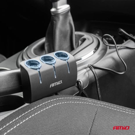 ΑΝΤΑΠΤΟΡΑΣ ΑΝΑΠΤΗΡΑ 12/24V 120W ΜΑΥΡΟΣ/3 ΘΕΣΕΙΣ/ΚΑΛΩΔΙΟ 80cm AMIO - 1 Τεμ. Auto Moto Tyres 