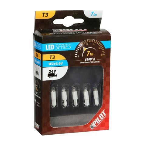 ΛΑΜΠΑΚΙ LED T3 24V W2x4.6d (Λευκό) Auto Moto Tyres 