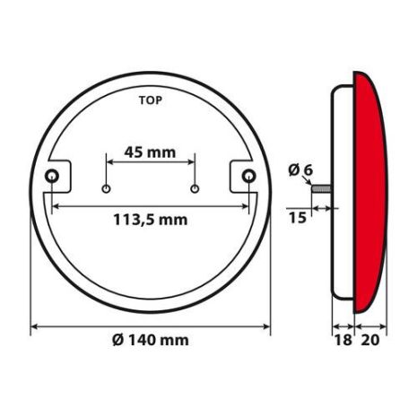 ΦΩΣ ΦΟΡΤΗΓΟΥ ΠΙΣΩ 12/24V 14LED ΚΟΚΚΙΝΟ ΣΤΡΟΓΓΥΛΟ 140mm 1ΤΕΜ. Auto Moto Tyres 