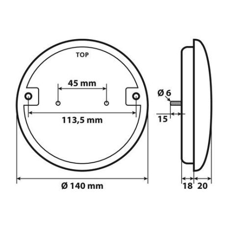 ΦΩΣ ΦΟΡΤΗΓΟΥ ΠΙΣΩ 12/24V 14LED ΔΙΑΦΑΝΟ ΣΤΡΟΓΓΥΛΟ 140mm 1ΤΕΜ. Auto Moto Tyres 