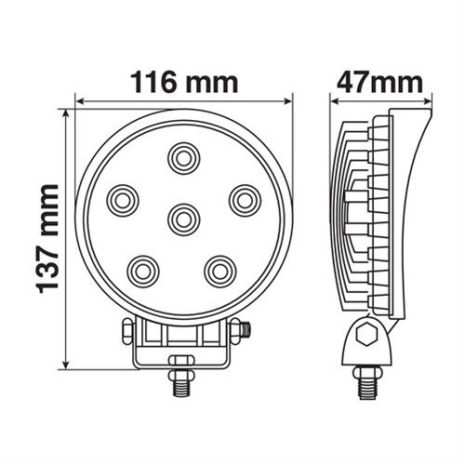 ΠΡΟΒΟΛΕΑΣ ΕΡΓΑΣΙΑΣ  WL-12 18W 1440LM 12/24V ΜΕ 6 LED ΔΙΑΘΛΑΣΗΣ 6.000K (137 x 116 x 47mm) ΣΤΡΟΓΓΥΛΟΣ -1ΤΕΜ. Auto Moto Tyres 