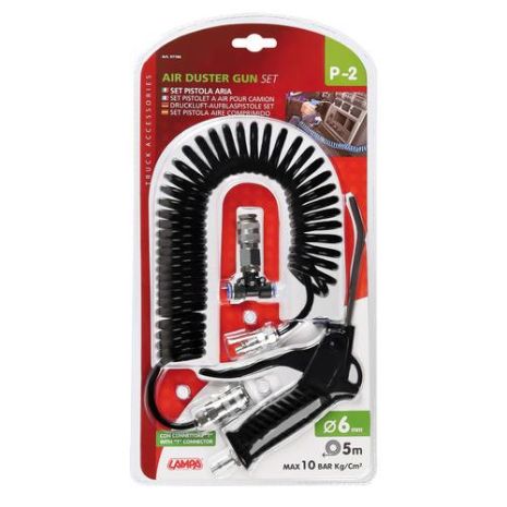 ΠΙΣΤΟΛΙ ΑΕΡΑ ΜΕ ΣΠΙΡΑΛ P-2 6mm 5m 10bar kg/cm2  ME ΣΥΝΔΕΣΜΟΣ ΑΕΡΑ T 6mm Auto Moto Tyres 