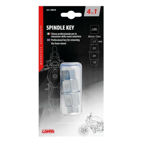 ΚΛΕΙΔΙ ΑΞΟΝΑ MOTO ΓΙΑ ΑΦΑΙΡΕΣΗ ΜΠΡΟΣΤΙΝΟΥ ΤΡΟΧΟΥ 4 ΜΕΓΕΘΗ (17/19/22/24mm) ΧΑΛΥΒΑΣ (CNC) 1TEM Auto Moto Tyres 