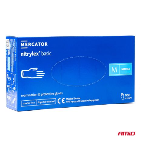 ΓΑΝΤΙΑ ΝΙΤΡΙΛΙΟΥ MERCATOR NITRYLEX BASIC ΣΕ ΜΠΛΕ ΧΡΩΜΑ MEDIUM (M) ΑΜΙΟ - 100 ΤΕΜ. Auto Moto Tyres 