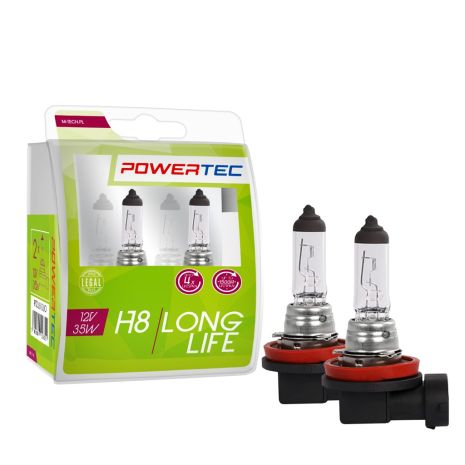 H8 12V 35W PGJ19-1 POWERTEC LONG LIFE (up to 3.200k) ΑΛΟΓΟΝΟΥ  M-TECH - 2 τεμ Auto Moto Tyres 
