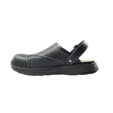 Πιστοποιημένα Παπούτσια Εργασίας σε στυλ Σαμπό Work Slipper από την Euroroutier σε μέγεθος EU44/UK10 σε Μαύρο Χρώμα με Λευκές Ραφές και Λουράκι Αστραγάλου Auto Moto Tyres 