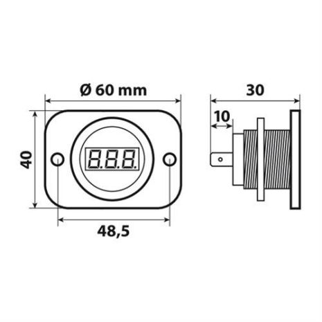 ΒΟΛΤΟΜΕΤΡΟ ΨΗΦΙΑΚΟ ΣΕ ΠΡΙΖΑ EXT-9 6-30V LED 60x48,5x40mm Auto Moto Tyres 