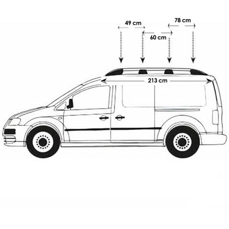 ΜΠΑΡΕΣ ΟΡΟΦΗΣ ΓΙΑ ΠΑΡΑΛΛΗΛΕΣ ΑΛΟΥΜΙΝΙΟΥ L2 ΑΣΗΜΙ ΓΙΑ VW CADDY 2003-2015 OMTEC - 2 τεμ. Auto Moto Tyres 