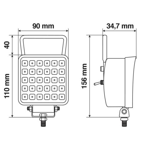 ΠΡΟΒΟΛΕΑΣ ΤΕΤΡΑΓΩΝΟΣ WL-28 16LED 16W 1.400lm 6.000K 10-30V 110x90x34,7mm ΦΩΣ ΔΙΑΘΛΑΣΗΣ 1ΤΕΜ. Auto Moto Tyres 