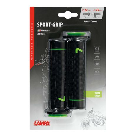 ΧΕΙΡΟΛΑΒΕΣ ΤΙΜΟΝΙΟΥ ΜΗΧΑΝΗΣ SPORT-GRIP ΜΑΥΡΟ/ΠΡΑΣΙΝΟ (22 mm-12cm/25mm-12,5cm) LAMPA - 2 ΤΕΜ. Auto Moto Tyres 