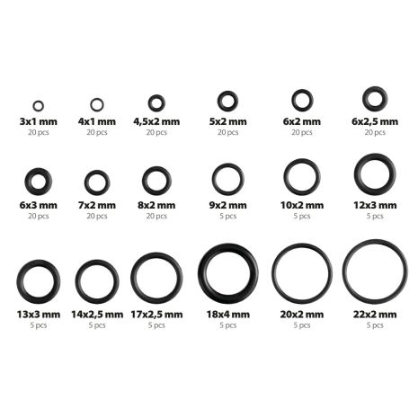 ΛΑΣΤΙΧΑΚΙΑ O-RING ΚΑΣΕΤΙΝΑ 18 ΔΙΑΦΟΡΕΤΙΚΩΝ ΔΙΑΣΤΑΣΕΩΝ 225ΤΕΜ. Auto Moto Tyres 