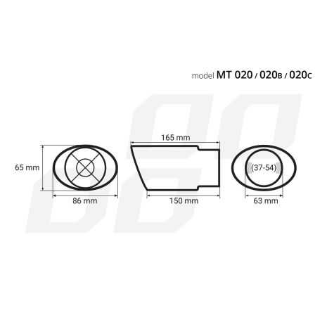 ΑΚΡΟ ΕΞΑΤΜΙΣΗΣ ΜΑΥΡΟ 165x86mm Φ37>54mm Auto Moto Tyres 