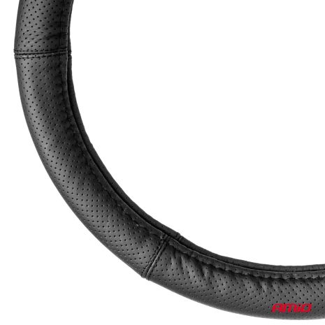 ΚΑΛΥΜΜΑ ΤΙΜΟΝΙΟΥ ΑΠΟ ΔΕΡΜΑ (M) 37/39cm SWC-50-M ΣΕ ΜΑΥΡΟ ΧΡΩΜΑ ΤΡΥΠΗΤΟ ΜΕ ΜΑΥΡΕΣ ΡΑΦΕΣ ΑΜΙΟ - 1 ΤΕΜ. Auto Moto Tyres 