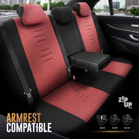 ΚΑΛΥΜΜΑΤΑ ΚΑΘΙΣΜΑΤΩΝ OTOM  THRONE 103 RED ΜΑΥΡΟ/ΓΚΡΙ/ΚΟΚΚΙΝΟ ΛΙΝΟ & ΔΕΡΜΑΤΙΝΗ SET ΑΜΙΟ - 1 σετ. Auto Moto Tyres 