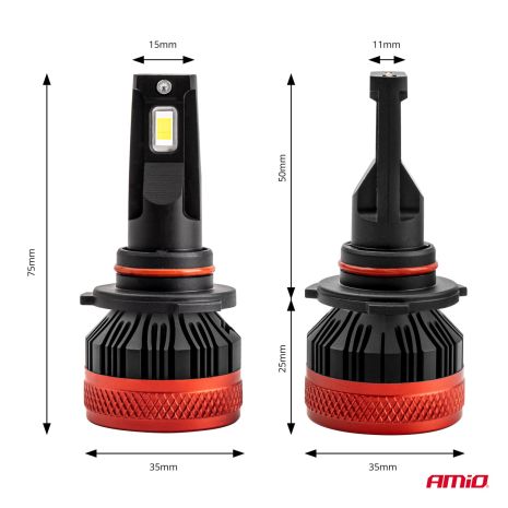 ΛΑΜΠΕΣ LED CAN-BUS HΒ3 9005 9>16V 90W 6.500K 9900lm (ΜΕ ΑΝΕΜΙΣΤΗΡΑΚΙ) X3 SERIES AMIO - 2 Τεμ. Auto Moto Tyres 