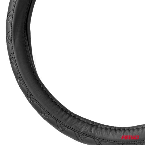 ΚΑΛΥΜΜΑ ΤΙΜΟΝΙΟΥ ΑΠΟ ΔΕΡΜΑ (S) 35-37cm SWC-51-S ΣΕ ΜΑΥΡΟ ΧΡΩΜΑ ΜΕ ΜΑΥΡΕΣ ΡΑΦΕΣ AMIO - 1 Τεμ. Auto Moto Tyres 