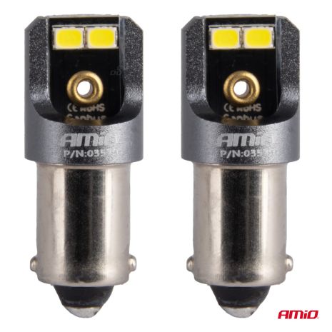 ΛΑΜΠΑΚΙΑ T4W BA9s 12/24V 6.000K 4xSMD LED CAN-BUS ΛΕΥΚΟ 2016 PRO SERIES AMIO - 2 Τεμ. Auto Moto Tyres 