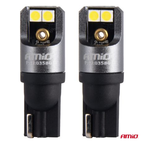 ΛΑΜΠΑΚΙΑ T10 W5W 12/24V 6.000K 4xSMD LED FULL CAN-BUS ΛΕΥΚΟ 3030 PRO SERIES AMIO - 2 Τεμ. Auto Moto Tyres 