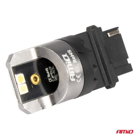 ΛΑΜΠΕΣ P27W 12/24V 6.000K 4SMD LED CAN-BUS ΛΕΥΚΑ PRO SERIES AMIO - 2 ΤΕΜ. Auto Moto Tyres 