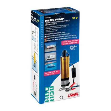 ΗΛΕΚΤΡΙΚΗ ΑΝΤΛΙΑ ΑΝΑΡΡΟΦΗΣΗΣ ΠΕΤΡΕΛΑΙΟΥ 12V (ΚΑΛΩΔΙΟ 3 ΜΕΤΡΩΝ - 30 l/min - 85000 r/min) Auto Moto Tyres 