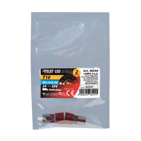 T10 W5W 24V W2,1x9,5d 36lm 6SMD LED ΚΟΚΚΙΝΟ (ΚΑΡΦΩΤΟ-ΔΙΠΛΗΣ ΠΟΛΙΚΟΤΗΤΑΣ CAN-BUS) 2ΤΕΜ. Auto Moto Tyres 