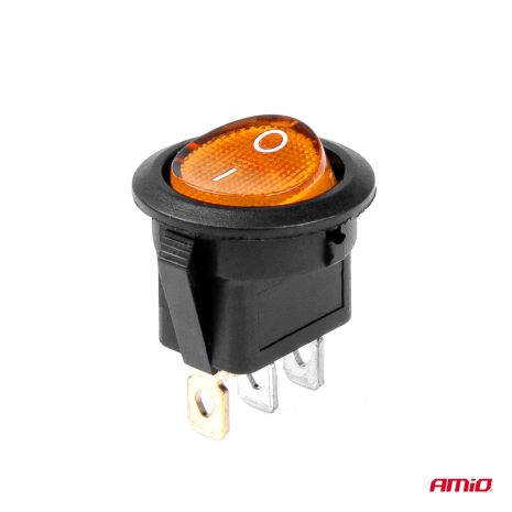 ΔΙΑΚΟΠΤΗΣ ON/OFF 3 ΕΠΑΦΩΝ 12/24V 20A ΣΤΡΟΓΓΥΛΟΣ ΜΕ ΚΙΤΡΙΝΟ ΦΩΤΙΣΜΟ  ΑΜΙΟ - 1 ΤΕΜ. Auto Moto Tyres 