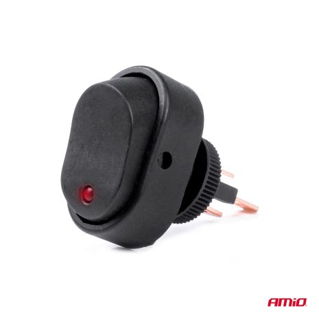 ΔΙΑΚΟΠΤΗΣ ON/OFF 3 ΕΠΑΦΩΝ ΜΕ LED ΚΟΚΚΙΝΟ12/24V Φ12mm 30A ΜΕ ΣΠΕΙΡΩΜΑ ΟΒΑΛ ΑΜΙΟ - 1 ΤΕΜ. Auto Moto Tyres 