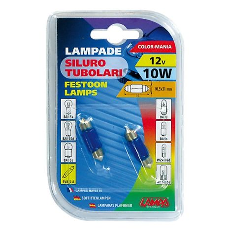 ΛΑΜΠΑΚΙΑ ΣΩΛΗΝΩΤΑ 12V/10W ΜΠΛΕ 11X31mm Auto Moto Tyres 