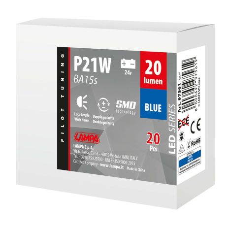 P21W BA15s 24V 4SMDx1CHIP LED 20lm ΜΠΛΕ ΚΟΥΤΙ LAMPA - 20 ΤΕΜ. Auto Moto Tyres 